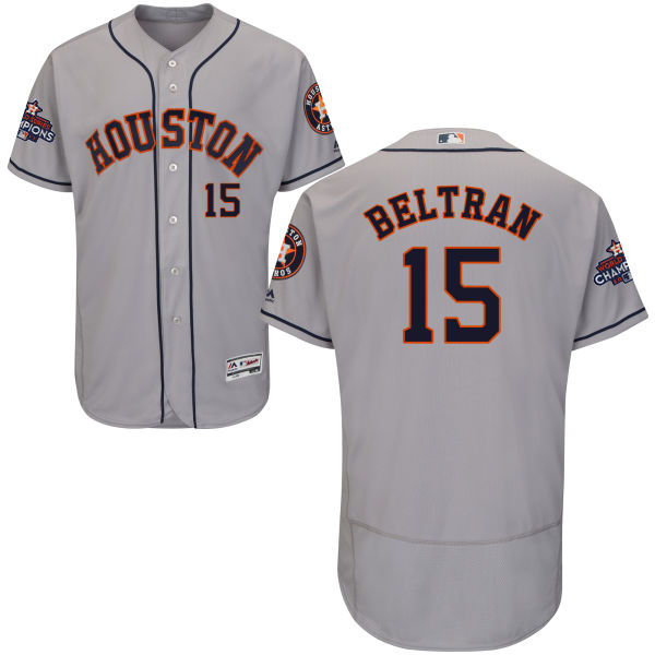 Astros #15 Carlos Beltran Grey Flexbase Authentic Collection World Series Champions Stitched MLB Jersey - Click Image to Close